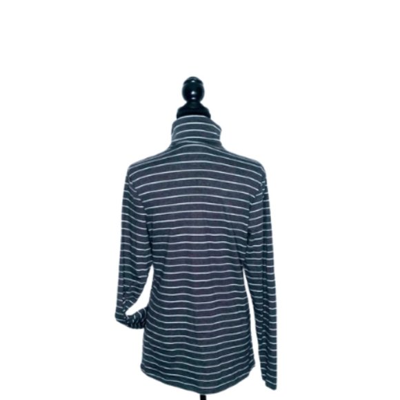 #C27 Women’s Grey with White Stripes Turtleneck Stretch Tee - Picture 7 of 7